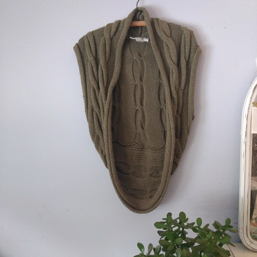 Olive green cable knit sweater vest